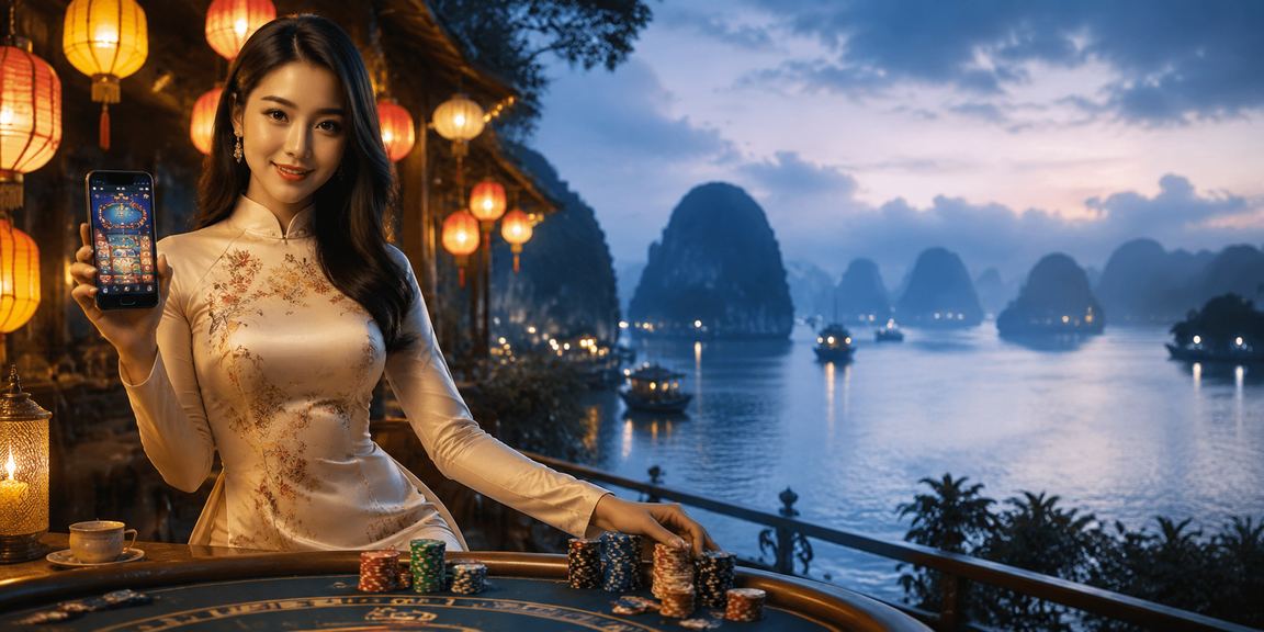 Người dùng tại Hội An sử dụng điện thoại xem phân tích kèo trong không khí đèn lồng lung linh về đêm